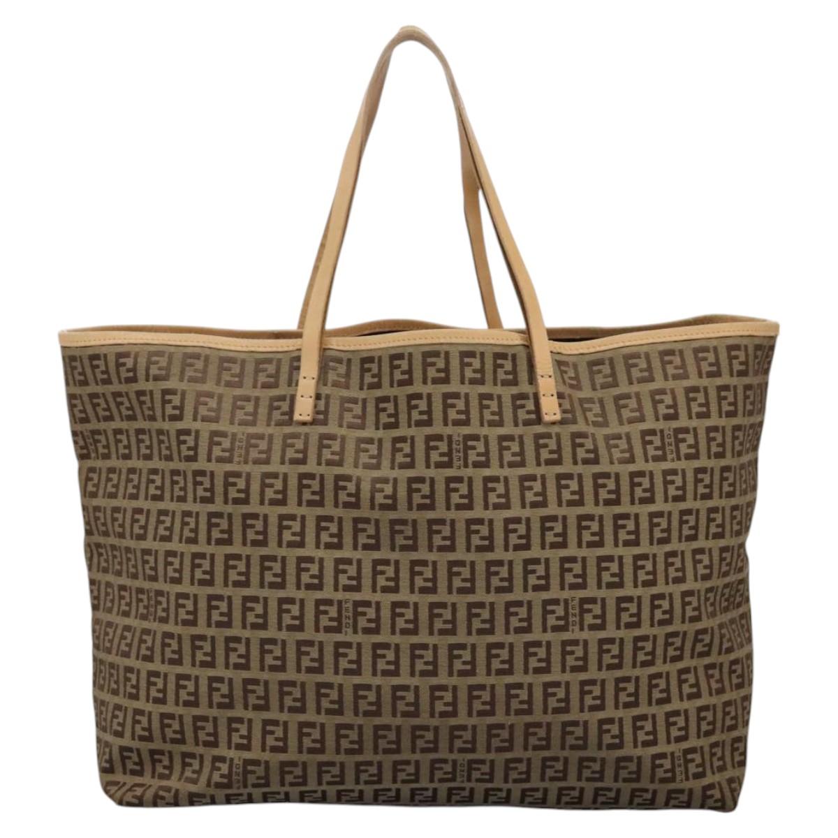 FENDI Zucchino Canvas Tote Bag Beige ac3574
