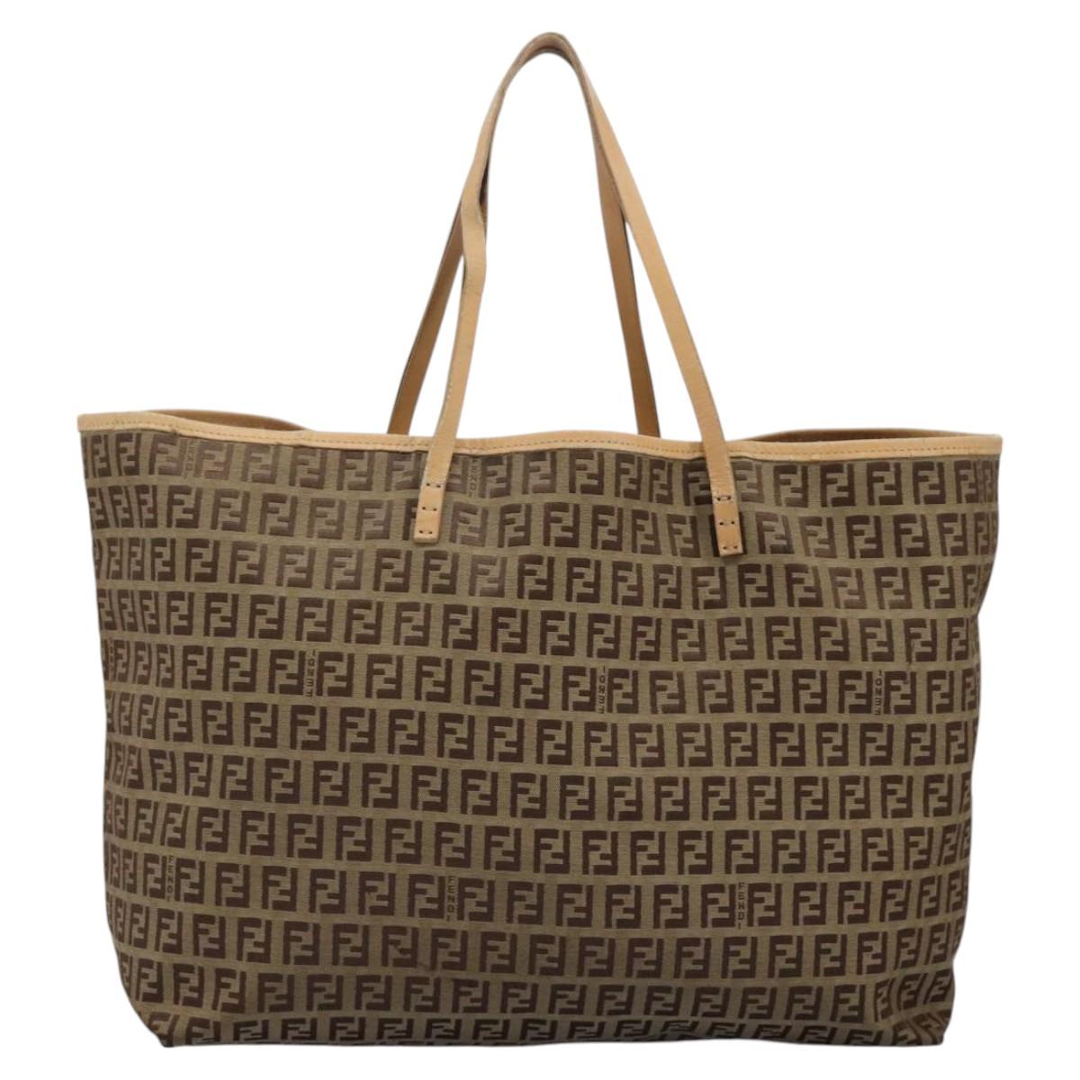 FENDI Zucchino Canvas Tote Bag Beige ac3574