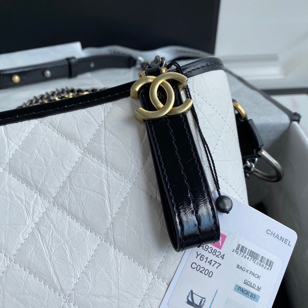 CHLGabrielle Hobo Handbag White/Black For Women, Women’s Bags, Shoulder And Crossbody Bags 9.8in/25cm A93824 Y61477 C0200