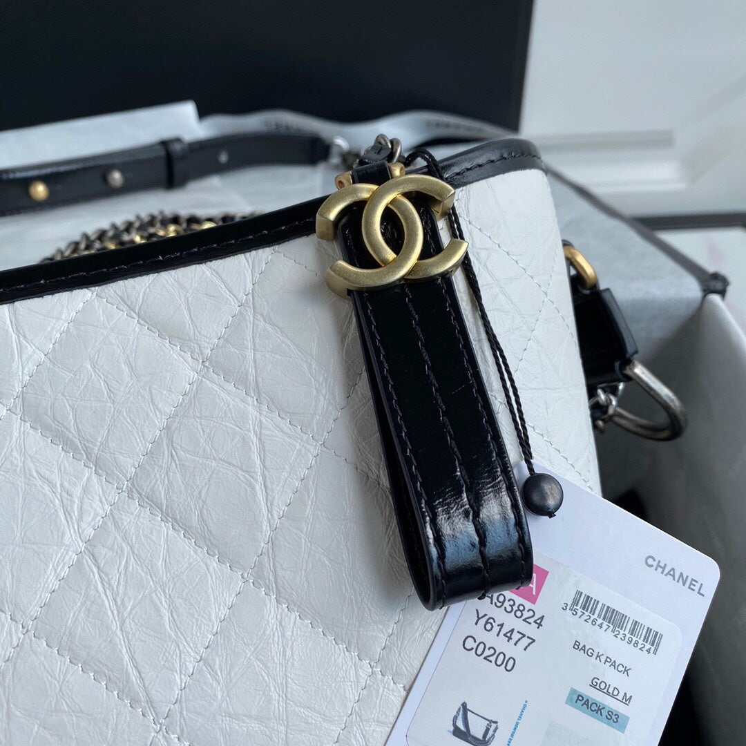 CHLGabrielle Hobo Handbag White/Black For Women, Women’s Bags, Shoulder And Crossbody Bags 9.8in/25cm A93824 Y61477 C0200