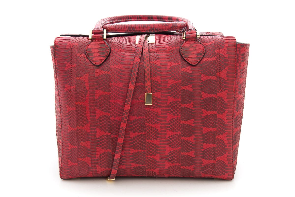 Michael Kors Collection Red Genuine Snake Skin Tote