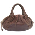 FENDI Zucca Hand Bag Leather Wine Red ac567