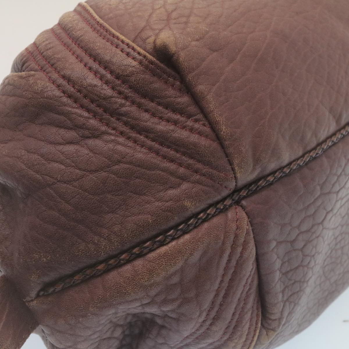 FENDI Zucca Hand Bag Leather Wine Red ac567