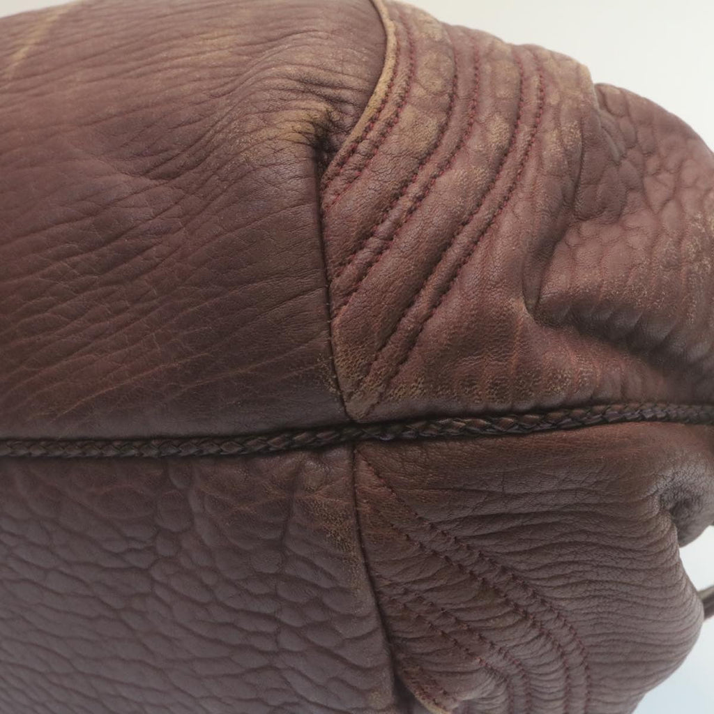 FENDI Zucca Hand Bag Leather Wine Red ac567