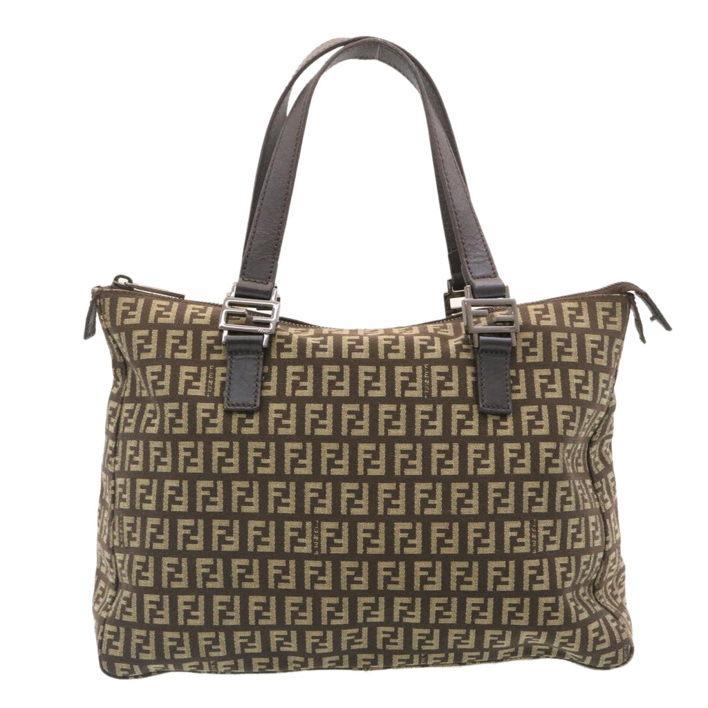 FENDI ZucchinoCanvas Hand Bag Brown ac571