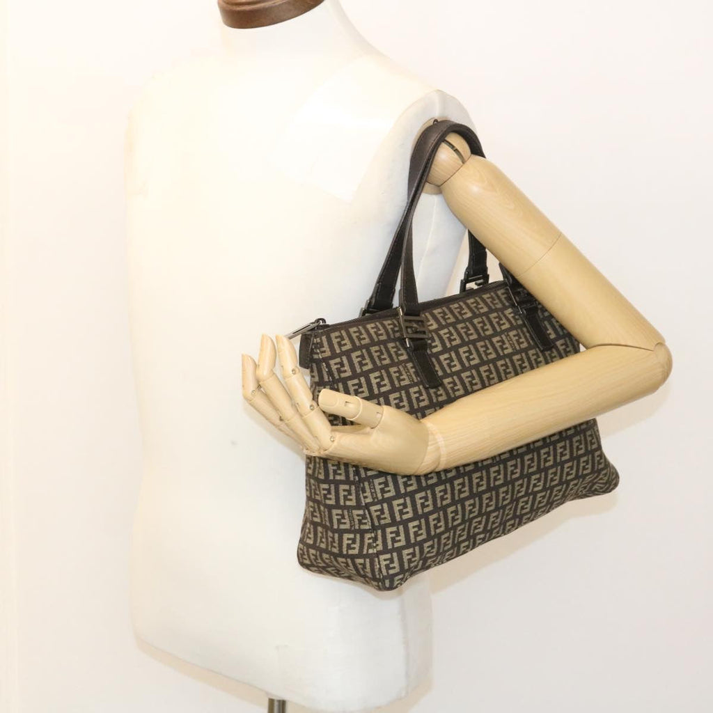 FENDI ZucchinoCanvas Hand Bag Brown ac571