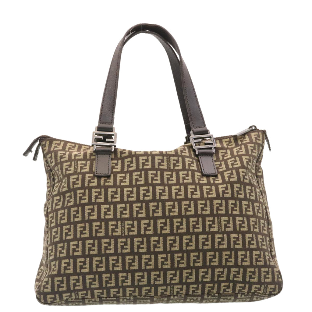 FENDI ZucchinoCanvas Hand Bag Brown ac571