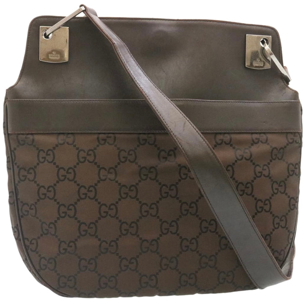 GUCCI GG Canvas Shoulder Bag Canvas Brown ac587
