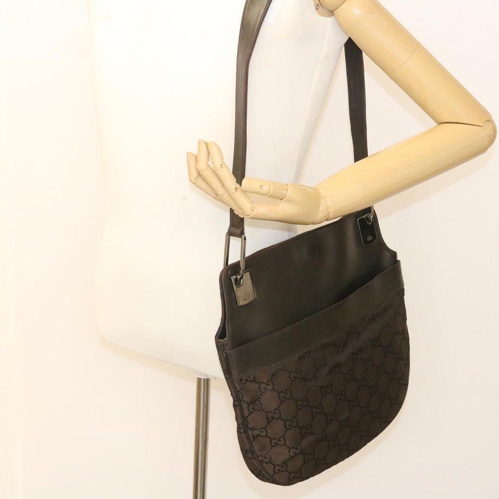 GUCCI GG Canvas Shoulder Bag Canvas Brown ac587