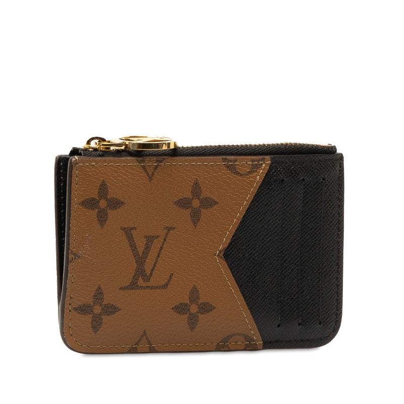 Louis Vuitton Monogram Reversee Porte Jaeger Le Coultre Rome Card Case M81912 Brown Black Leather  Louis Vuitton