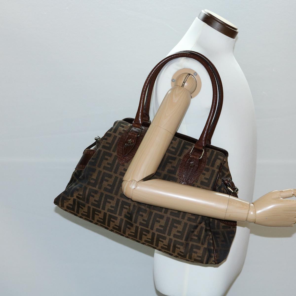 FENDI Tote Bag Zucca Canvas Brown ac845