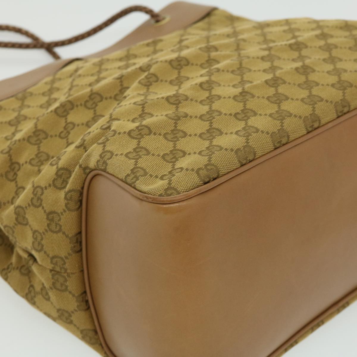 GUCCI GG Canvas Tote Bag Brown Gold ac905