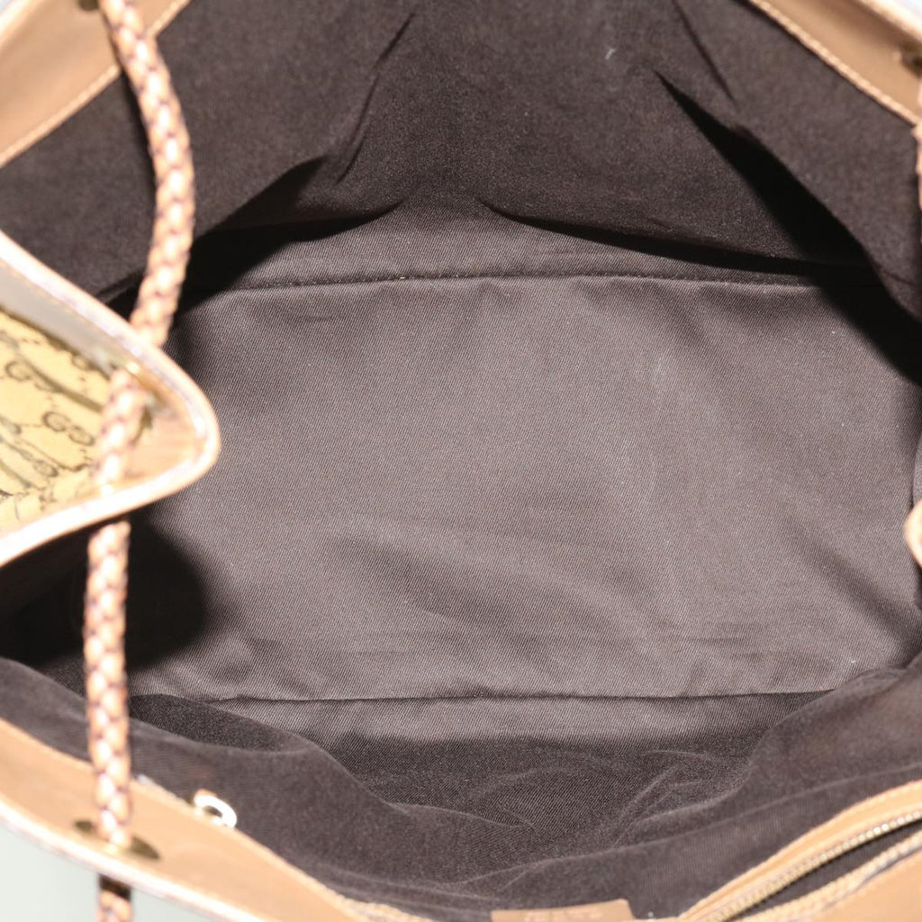GUCCI GG Canvas Tote Bag Brown Gold ac905