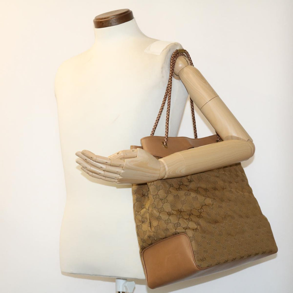 GUCCI GG Canvas Tote Bag Brown Gold ac905