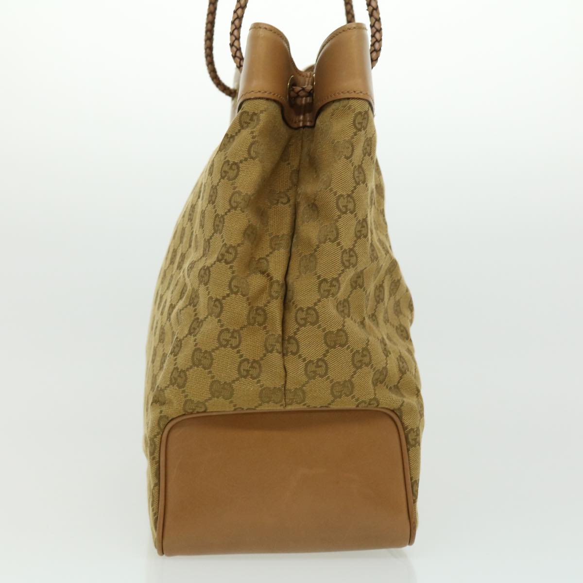 GUCCI GG Canvas Tote Bag Brown Gold ac905