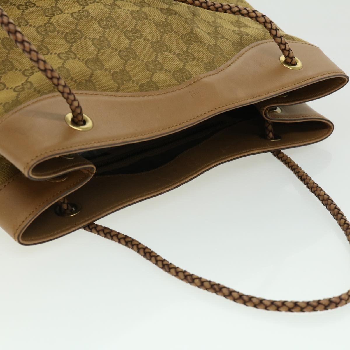 GUCCI GG Canvas Tote Bag Brown Gold ac905