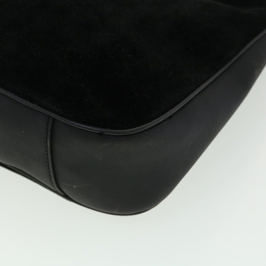 GUCCI Bamboo Hand Bag Suede Leather Black ac987