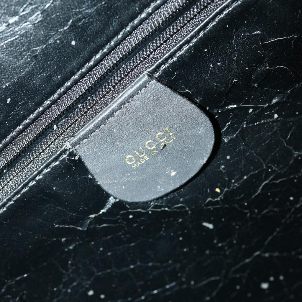 GUCCI Bamboo Hand Bag Suede Leather Black ac987