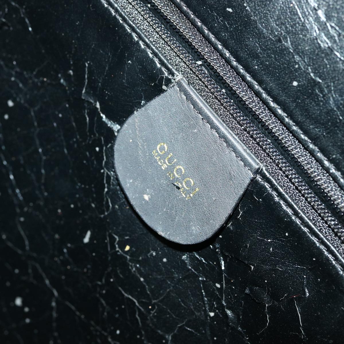 GUCCI Bamboo Hand Bag Suede Leather Black ac987