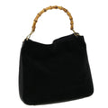 GUCCI Bamboo Hand Bag Suede Leather Black ac987