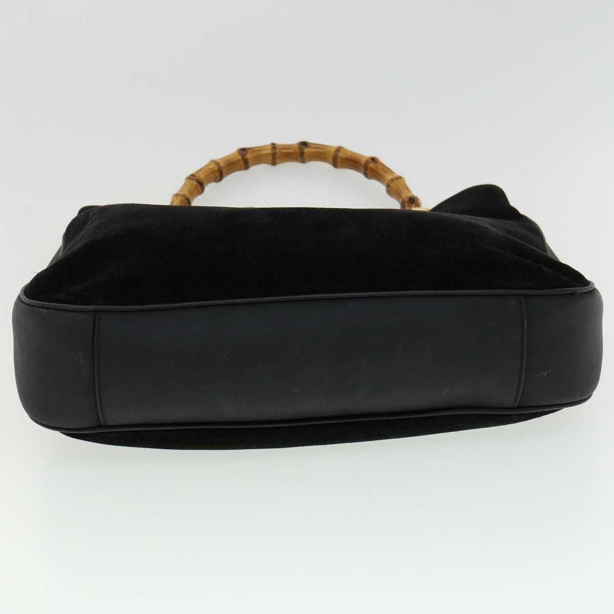 GUCCI Bamboo Hand Bag Suede Leather Black ac987
