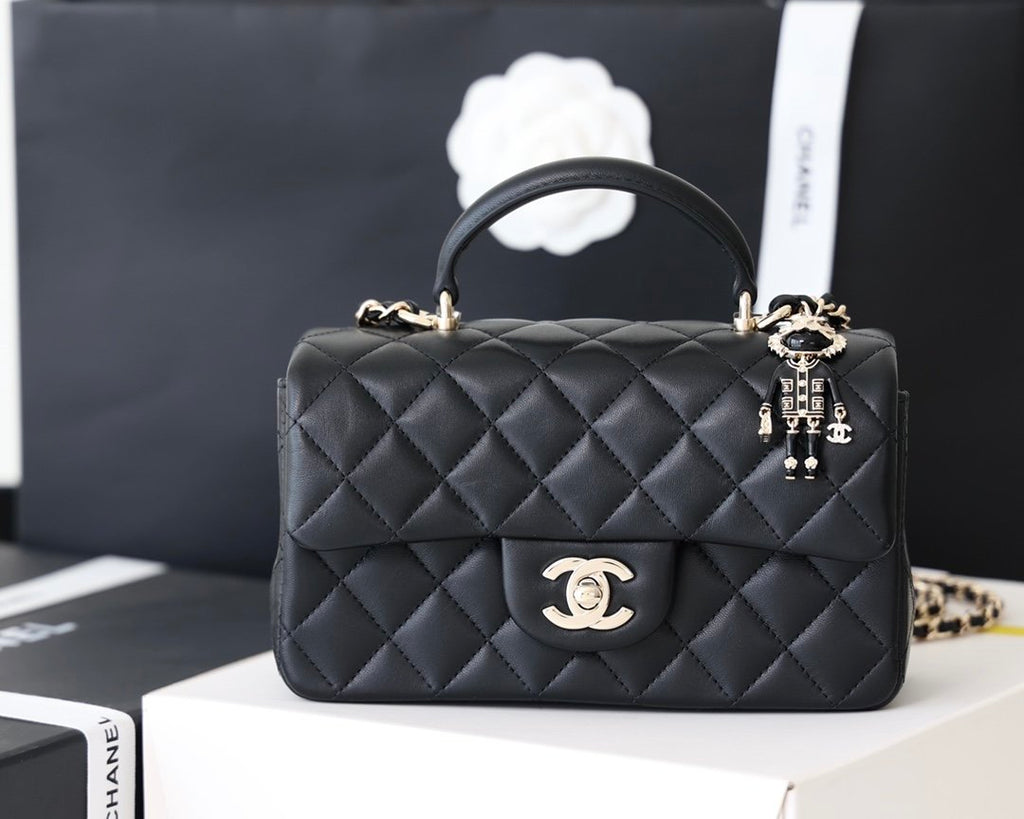 CHL Flap Bag Mini Doll Handle Bag 20cm Black