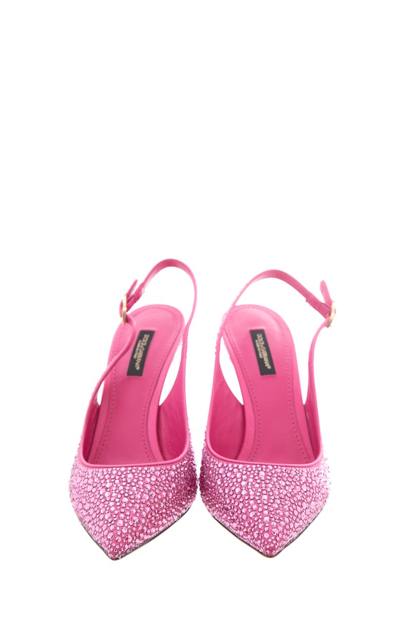 Dolce & Gabbana Pink leather Crystal Embellished Heels SZ 37.5