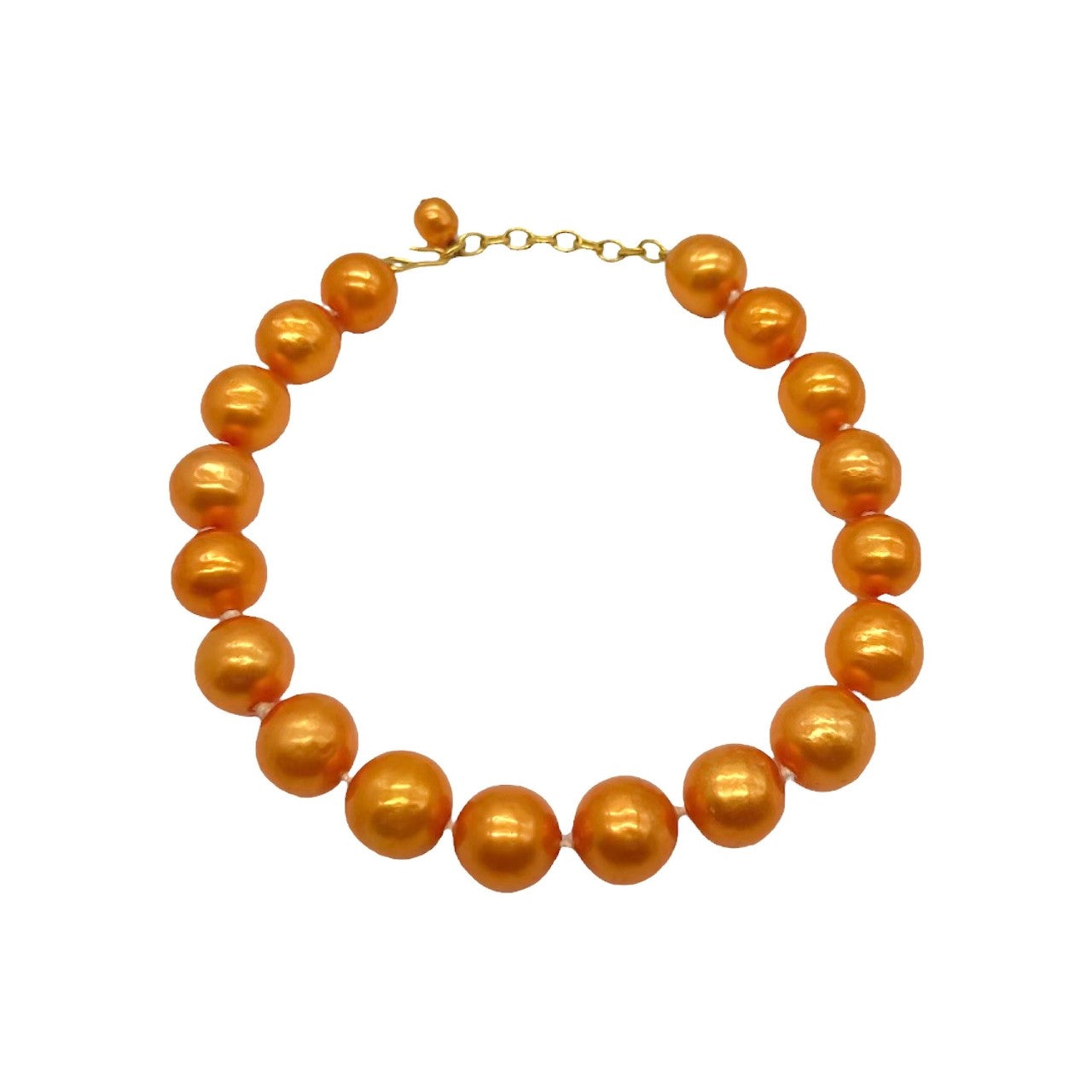Vintage CHANEL Orange Synthetic Pearl Necklace