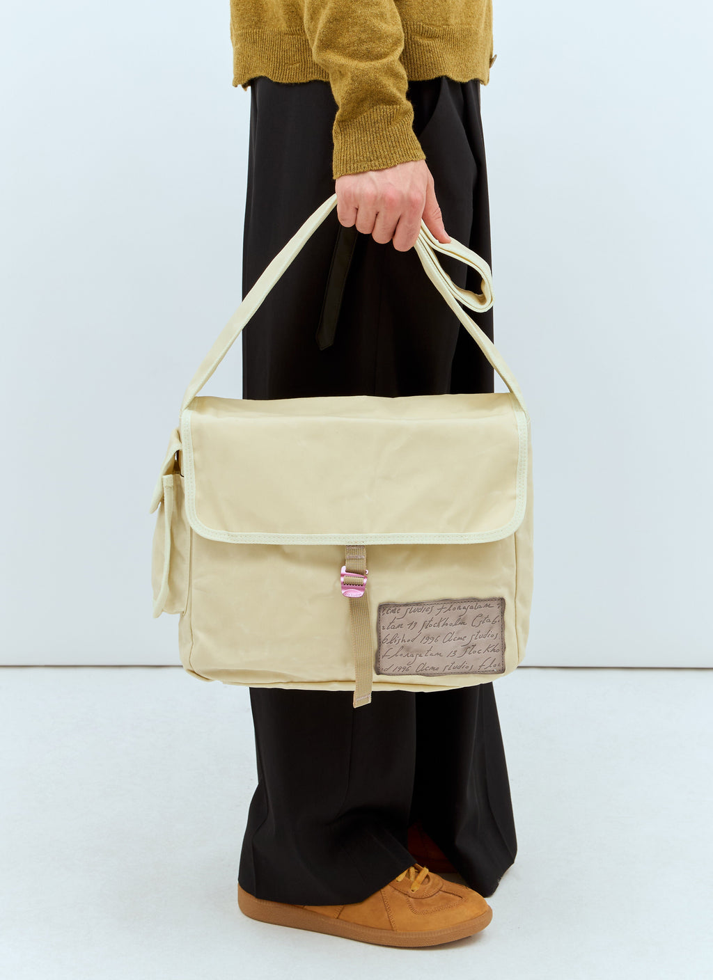 Acne Studios Men Leather Patch Messenger Bag