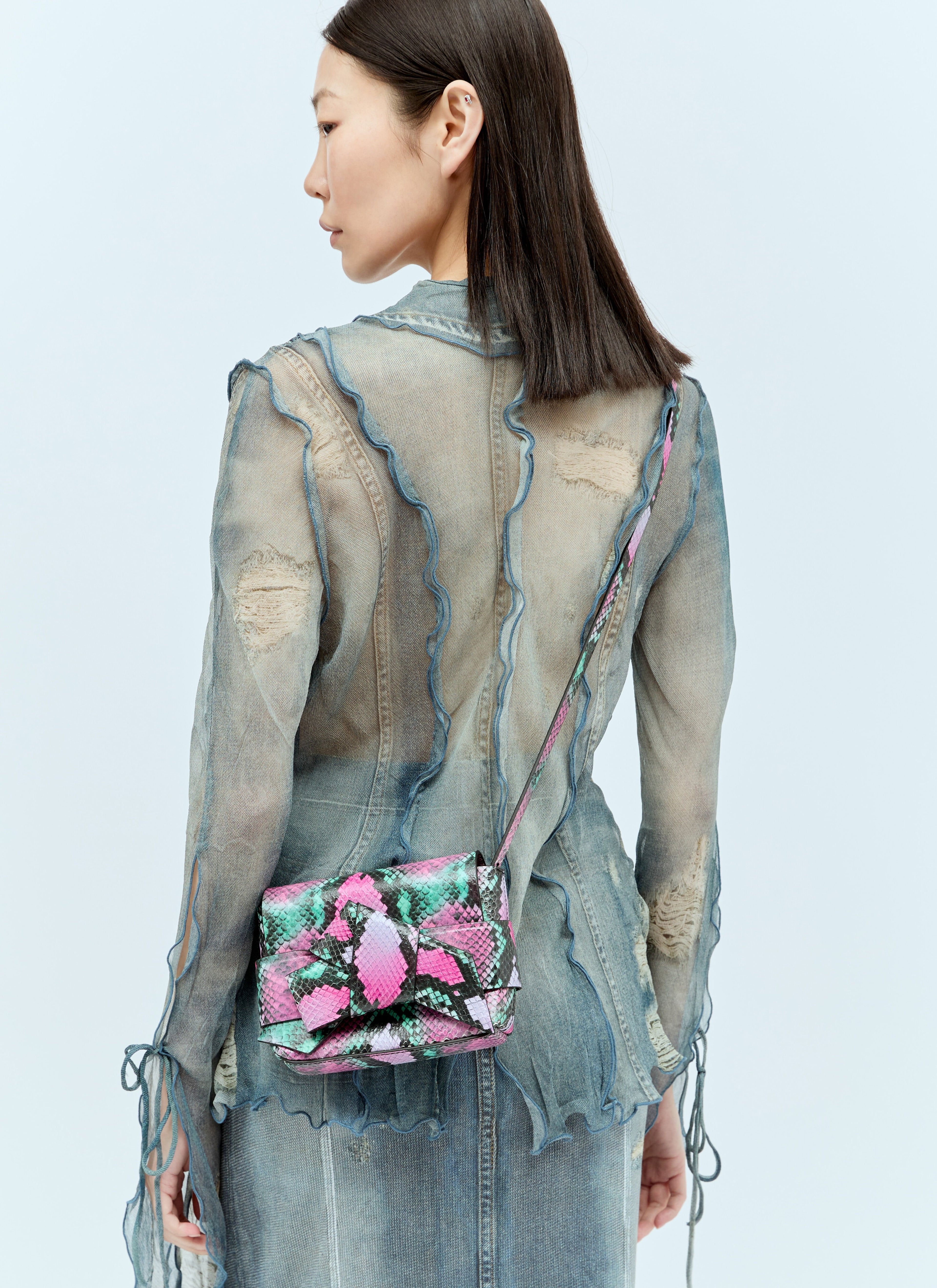 Acne Studios Women Snake Embossed Shoulder Bag