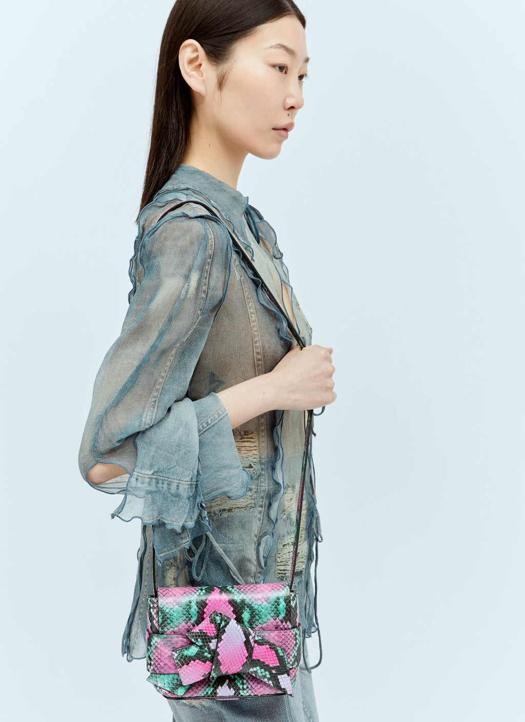 Acne Studios Women Snake Embossed Shoulder Bag