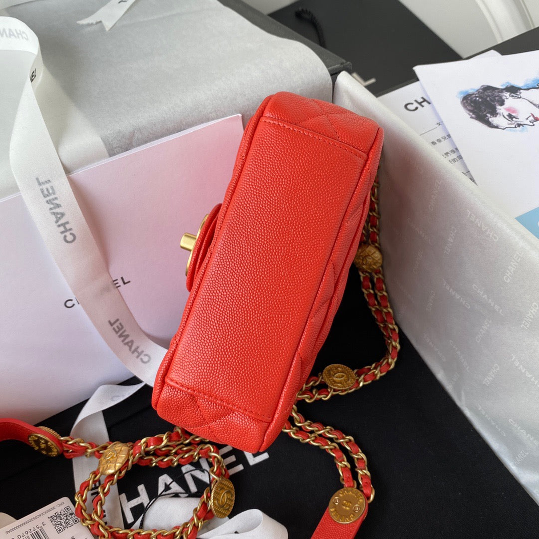 CHLMini Flap Bag With Top Handle Gold Hardware Red For Women, Women’s Handbags, Shoulder Bags 7.9in/20cm AS2431 