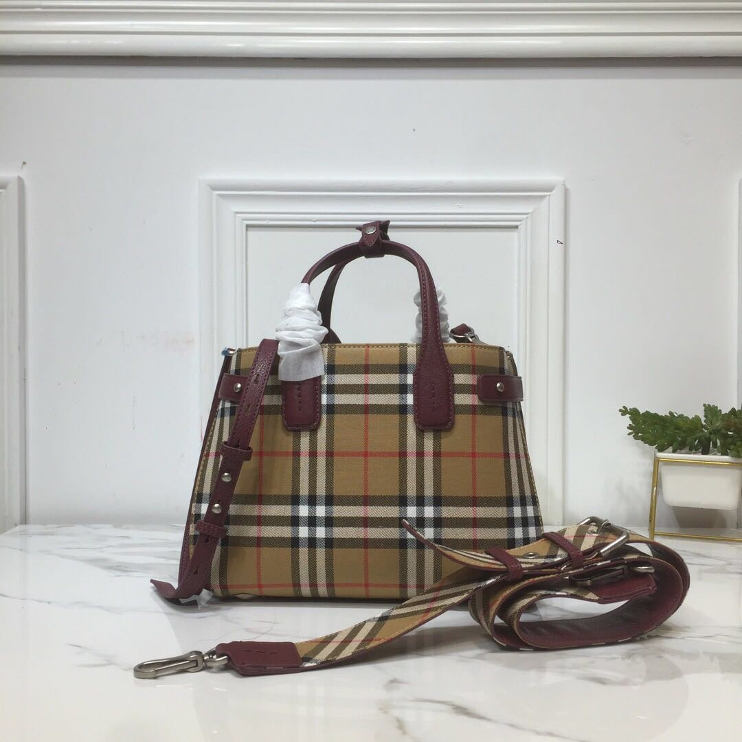 GLAMI Small Banner Vintage Check And Tote Purple For Women, WomenÃ¢â‚¬â„¢s Bags 10.5in/26cm