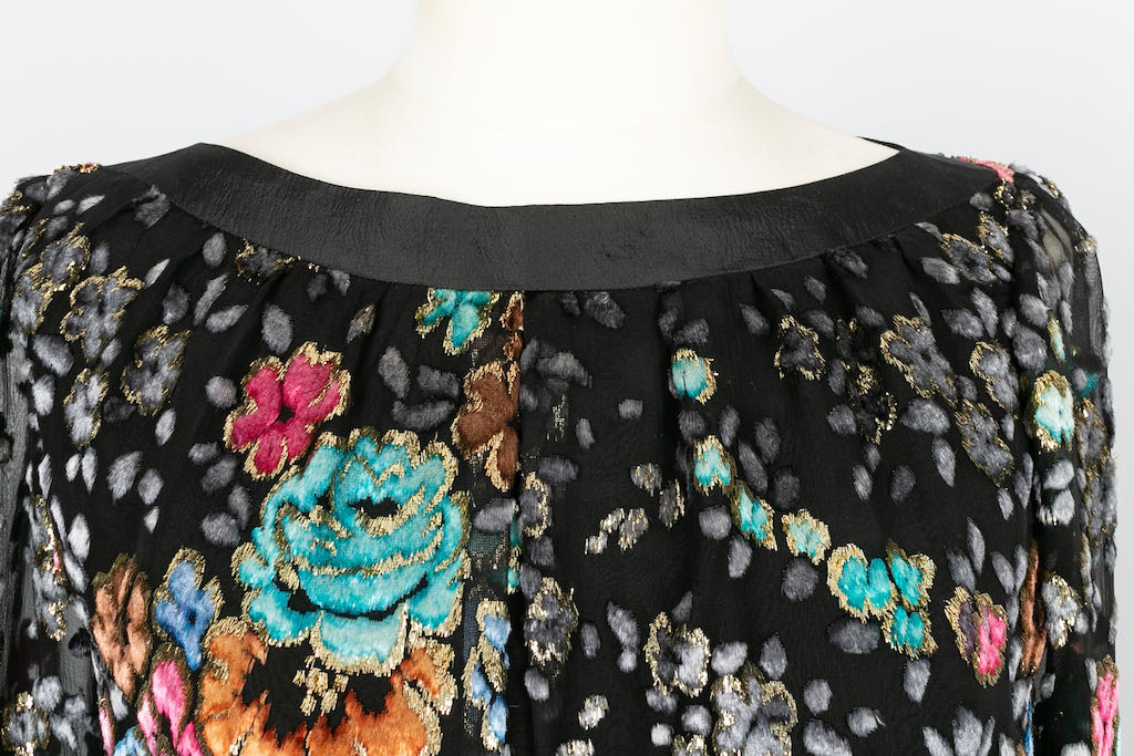 Robe en soie et velours 1980's