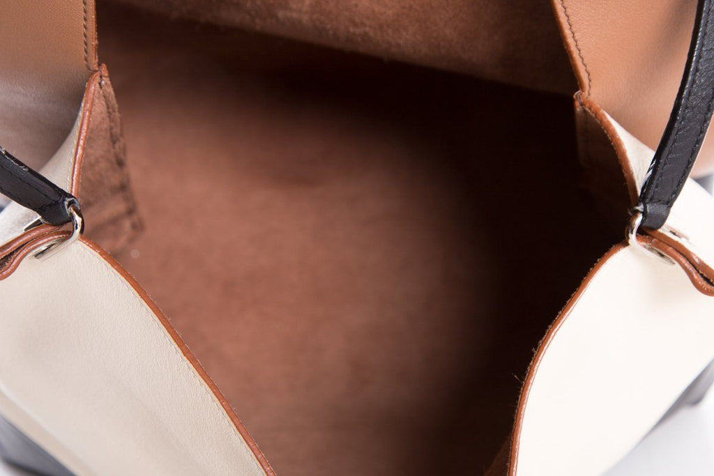 CÃƒÆ’Ã‚Â©line Ivory, Brown & Black Leather All Soft Tote