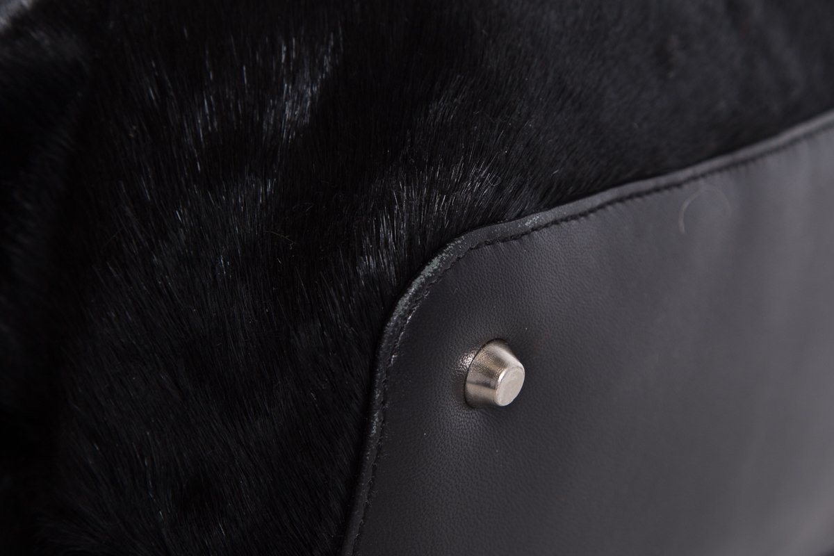 Paola Del Lungo Black Pony Hair & Leather Shoulder Bag