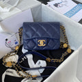 CHLMini Flap Bag With Top Handle Gold Hardware Navy Blue For Women, Women’s Handbags, Shoulder Bags 7.9in/20cm AS2431 B08846 NJ532