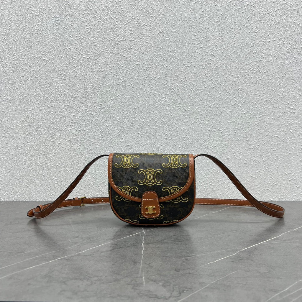 GLAMI Mini BesaGLAMI In Triomphe Canvas With Triomphe Heart Embroidery Brown For Women 6in/15cm 196702ECK.04LU