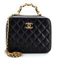 CHANEL Woven Chain Top Handle Vanity Case Quilted Lambskin Medium
