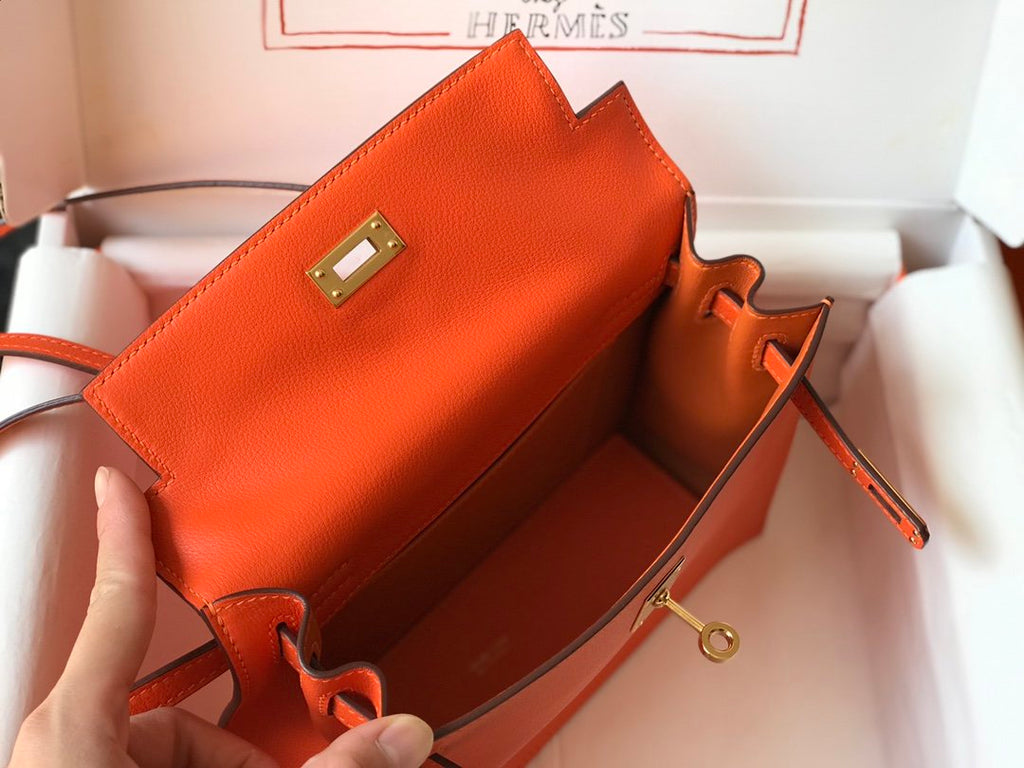 HM Kelly Orange For Women Gold Toned Hardware 8.7in/22cm