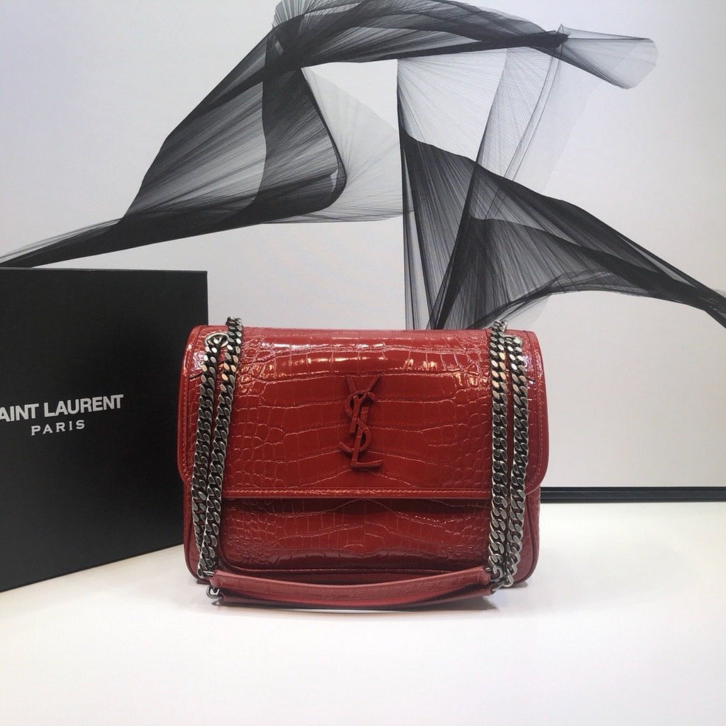 GLAMI Niki MeGLAMIum Chain Bag In-Embossed RedÃ‚Â For Women 11in/28cm YSL