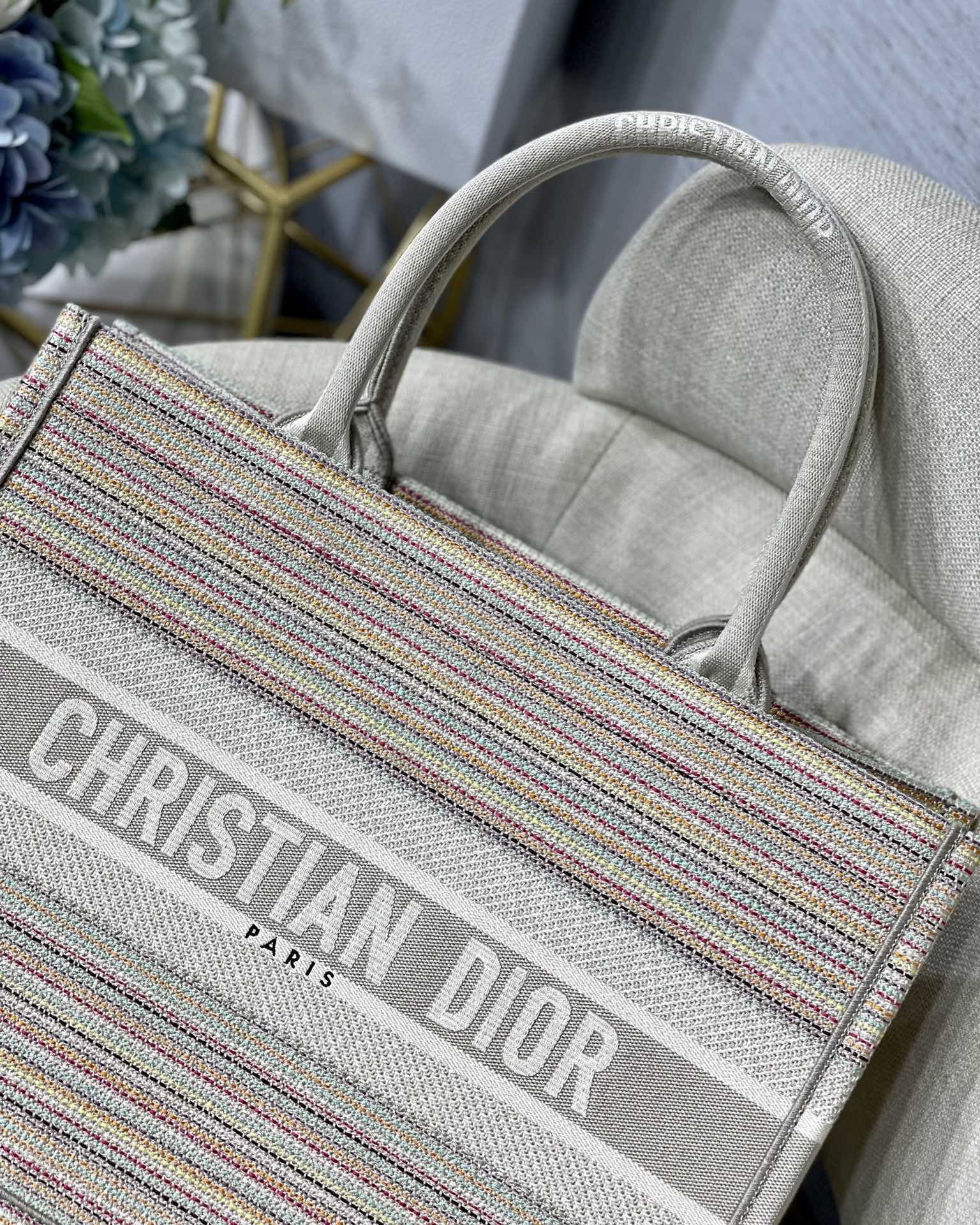 GLAMI MeGLAMIum Book Tote Bag Canvas Stripes Embroidery For Women 36cm/16.5in CD