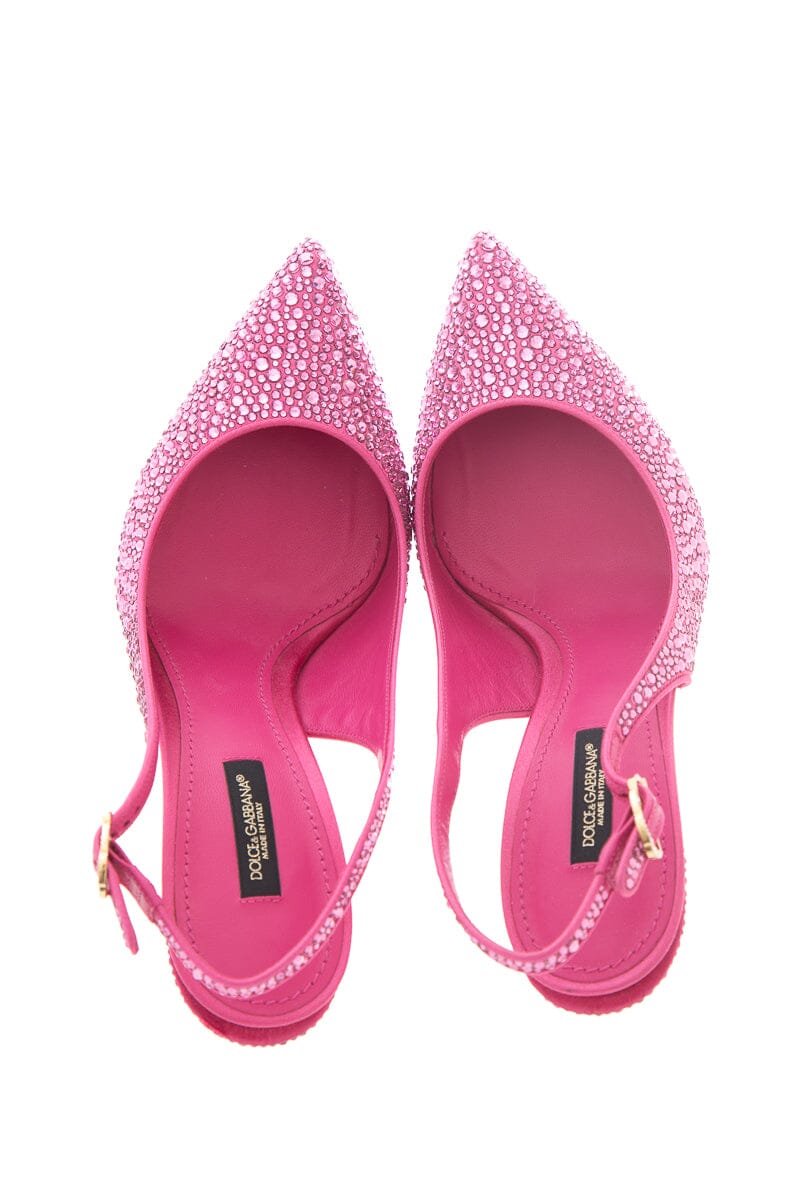 Dolce & Gabbana Pink leather Crystal Embellished Heels SZ 37.5