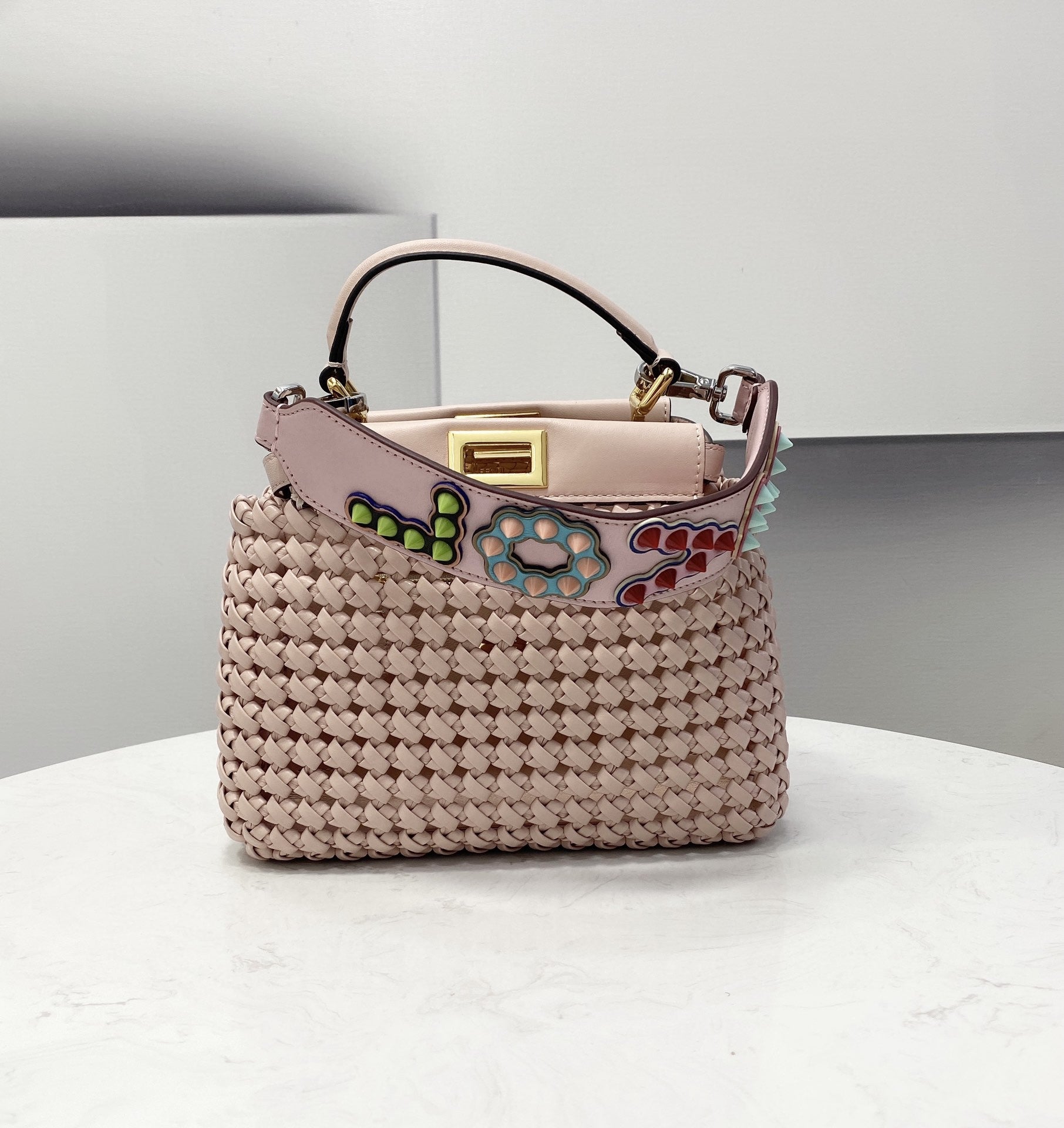 FI GlamI Mini Pale Pink Braided Bag For Woman 18cm/7in