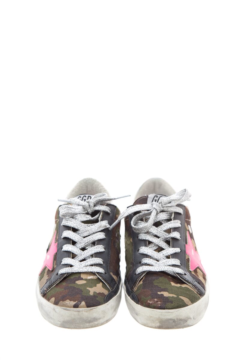 Golden Goose Camo Pink Star Super-Star Sneakers SZ 37