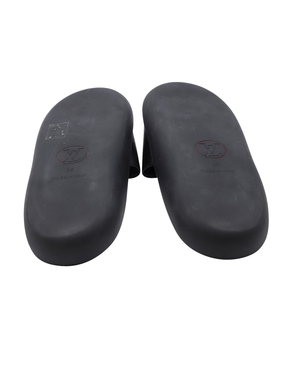 Louis Vuitton Flamingo Flat Slides in Black Leather