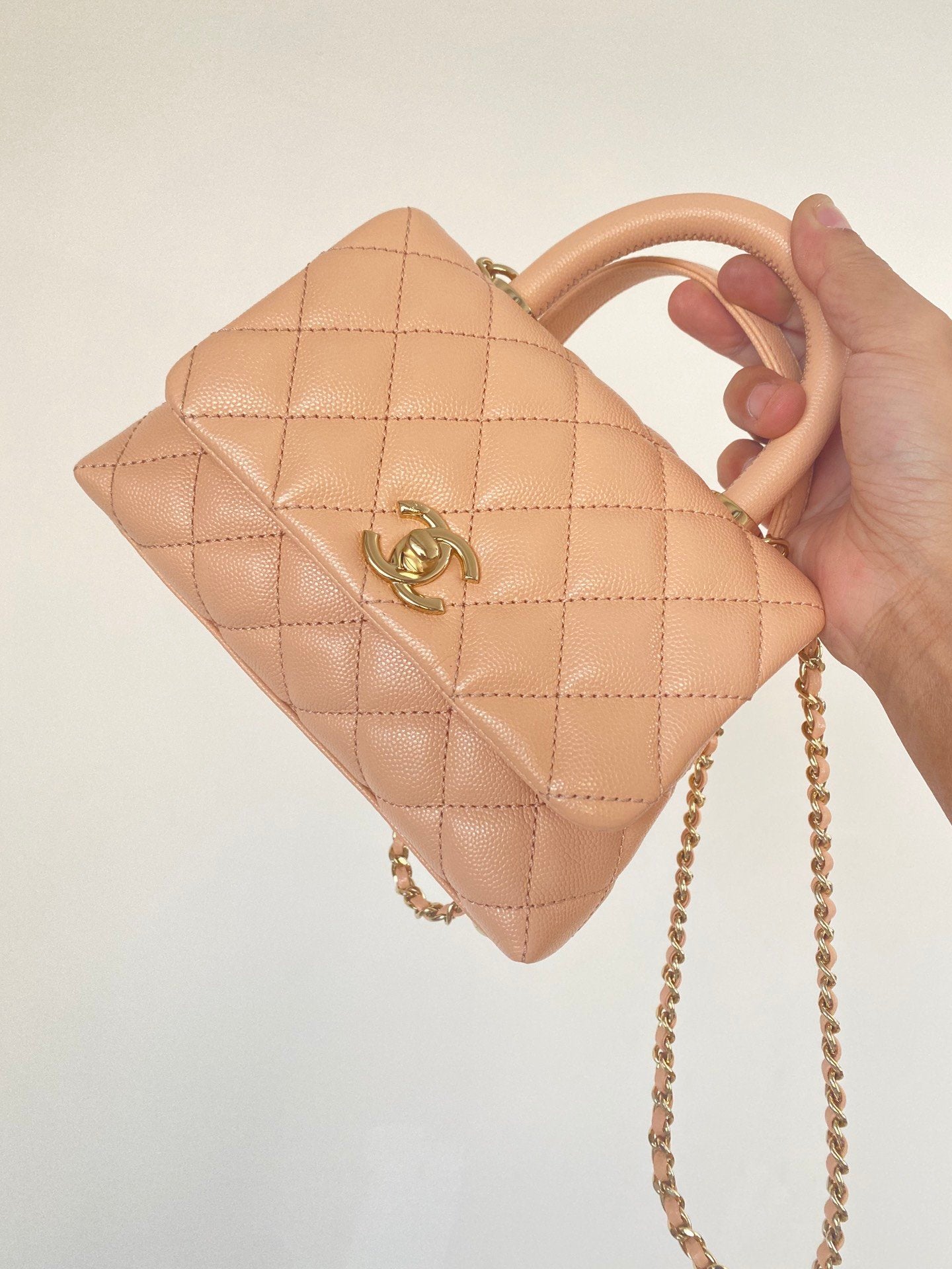 CHLMini GlamIap Bag Top Handle Light Brown For Women 7.5in/19cm