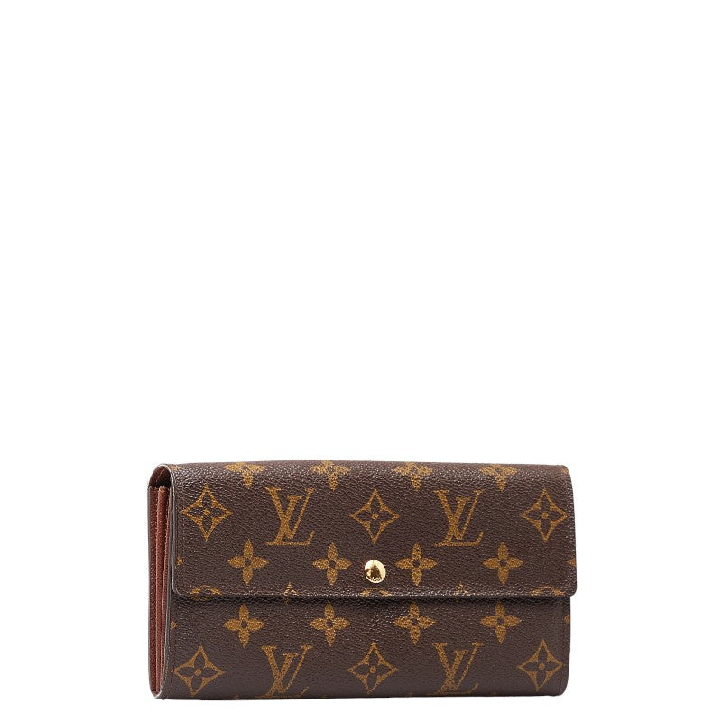 Louis Vuitton Monogram Portefolio Sarah Long Wallet M61734 Brown PVC Leather  Louis Vuitton