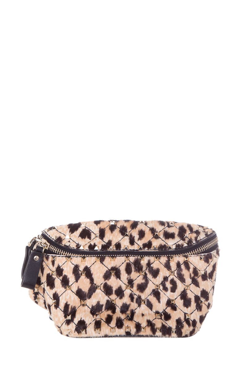 Valentino Leopard Ponyhair &  Rockstud Belt Bag