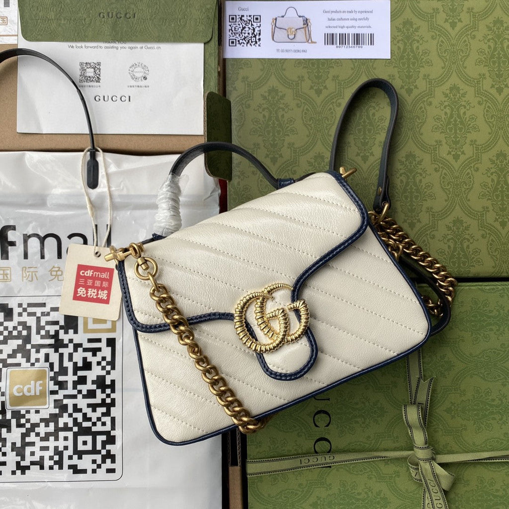 Glami Marmont Mini Top Handle Bag White For Women 8in/21cm 583571-0OLFX-9085